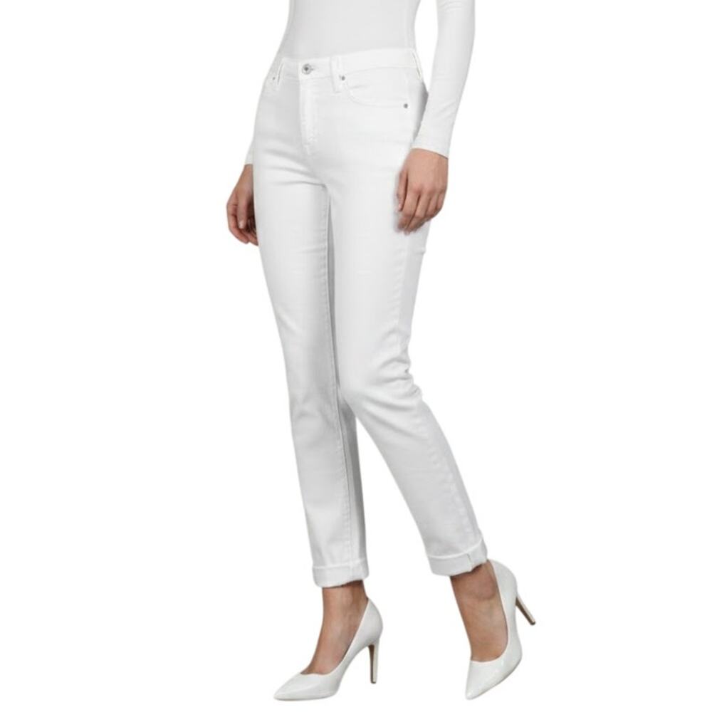 Black Orchid White Straight Leg Cuffed Jeans Women Size 27 NWT